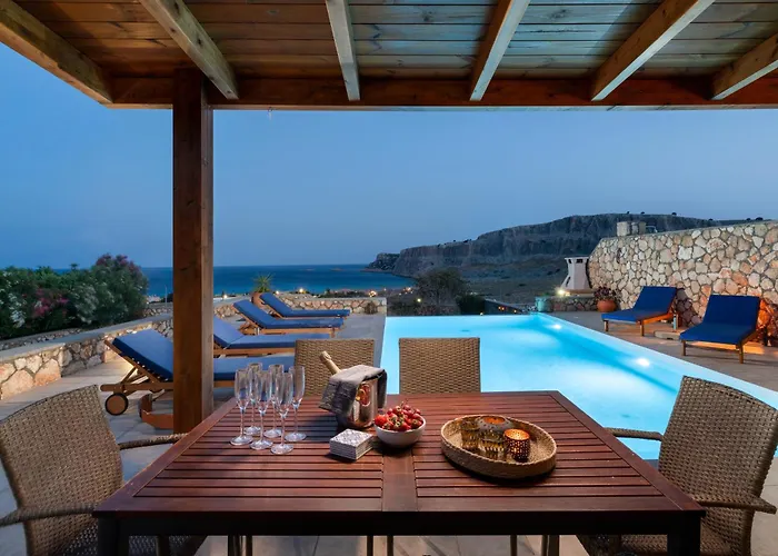 Aegean Blue View With Private Pool And Seaview * 린도스